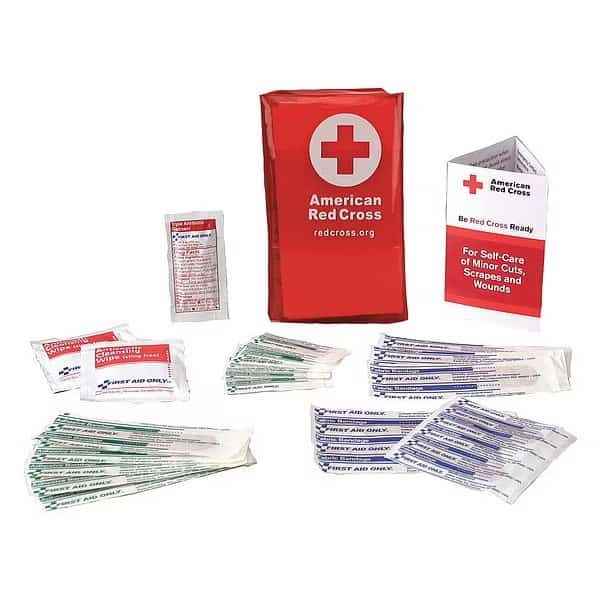 First Aid Kit and Housing, PVC Vinyl Pocket Pack, 18 Components, 5 People Served