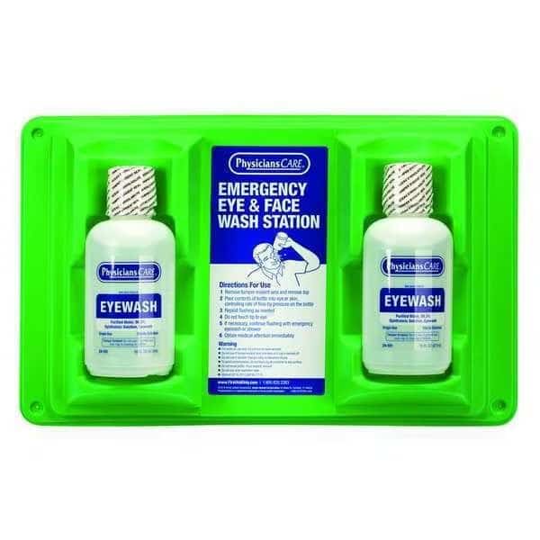 Single Use Eyewash Station, 2 16 oz Bottles Included, Isotonic Buffered Solution, Wall Mount