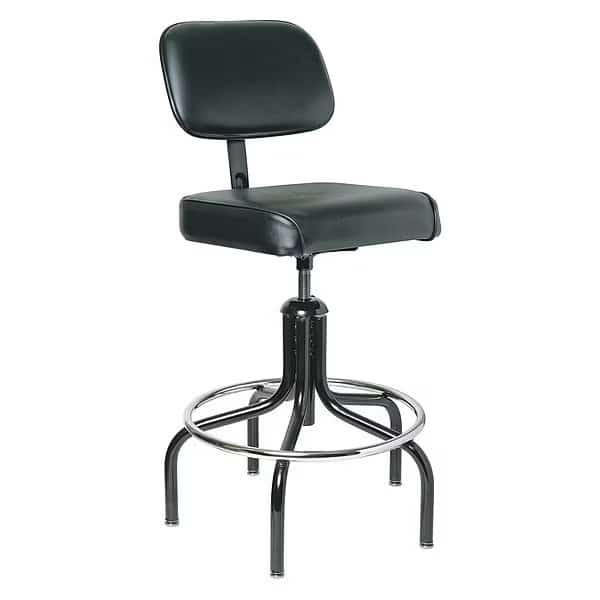 Vinyl Task Chair, 24" to 31", No Arms, Black