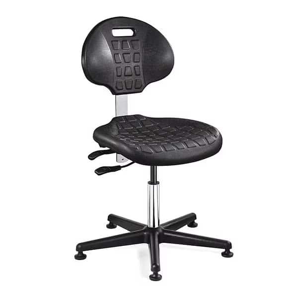 Cleanroom Task Chair, Polyurethane, Black, 15 in to 20 in Seat Height