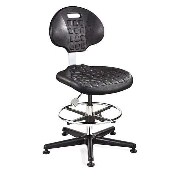 Poly Cleanroom Chair, Non-tilt, ISO 4, 19-27" St Ht., BEVCO, Mfr# 7300C1-BLK