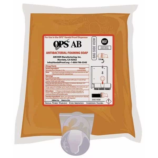 OPS Hand Soap, 1,000 mL, Liquid, Fragrance Free, Alcohol Free/Antibacterial, 2 PK