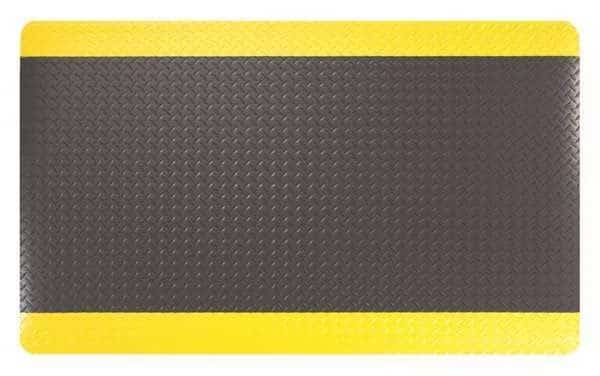 Anti-Fatigue Mat, Black/Yellow, 10 ft. L x 3 ft. W, Vinyl Foam, Diamond Surface Pattern, 9/16" Thick, APACHE MILLS, Mfr# 3906509033X10