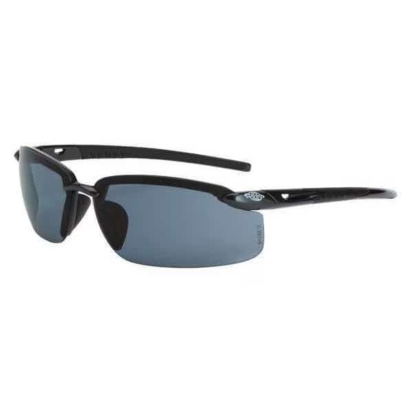 ES5, Safety Glasses Anti-Scratch, Gray Lens, Half-Frame, Wraparound