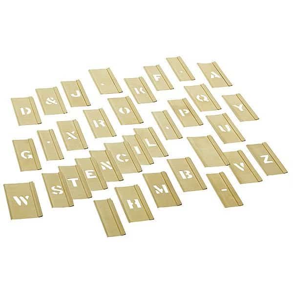 Stencil, Letters, Brass, 1/2in.W x 1/2in.H
