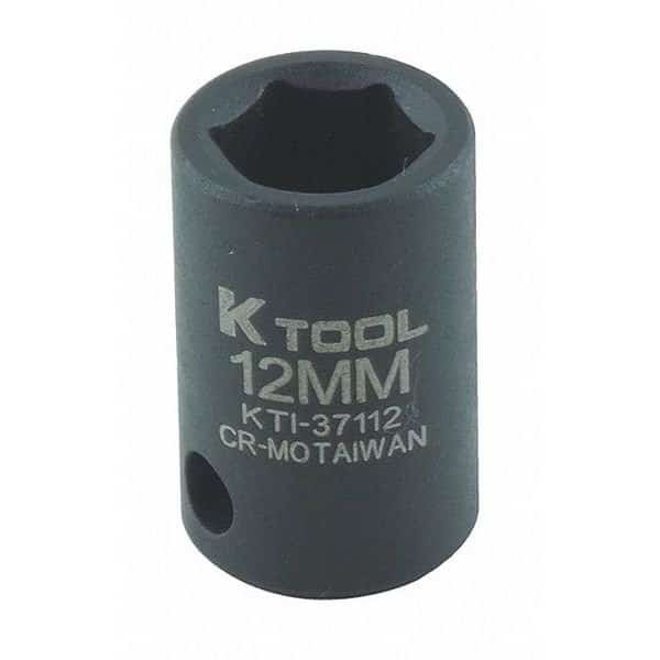 3/8" Dr, 12mm Size, Metric Impact Socket, 6 Pts, K-TOOL INTERNATIONAL, Mfr# KTI-37112