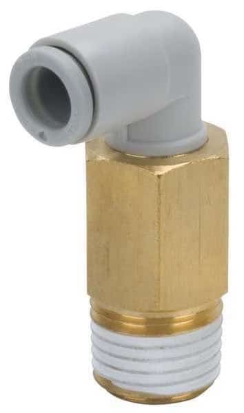 Extended Male Elbow, Push-to-Connect x MBSPT, 10mm Tube OD, 1/2 in Pipe Size, Plastic
