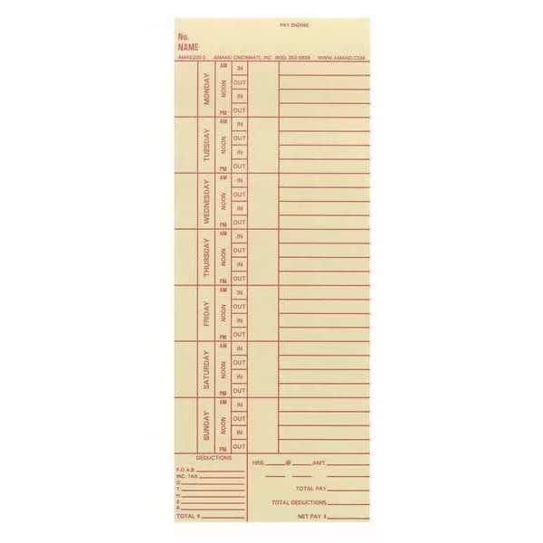 Weekly Time Card, PK1000