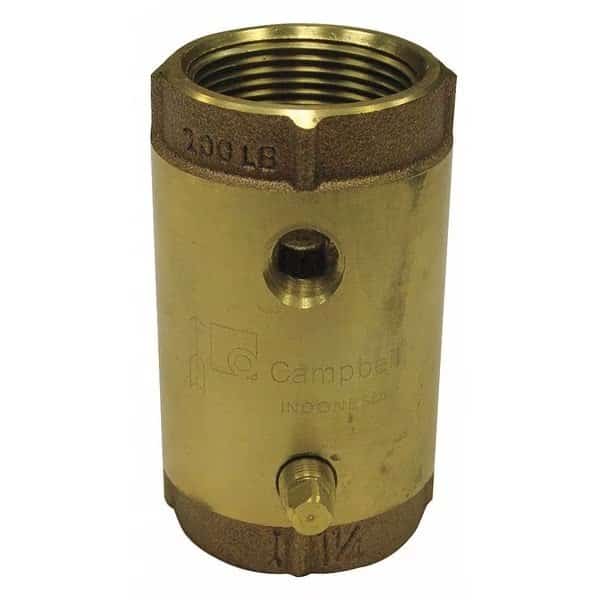 1" FNPT Low Lead Brass Spring Check Valve w/Taps