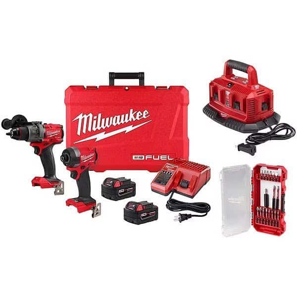 SHOCKWAVE Impact Duty Driver Bit Set 18PC + M18 FUEL 2-Tool Kit + M18 Six Pack Sequential Charger