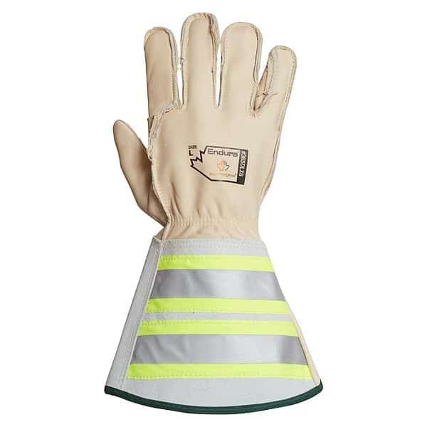 Leather Gloves, Horsehide, Extended Gauntlet, White, 1 PR
