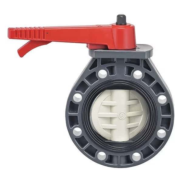 Butterfly Valve, PVC/PP Disc, 8", EP Lever