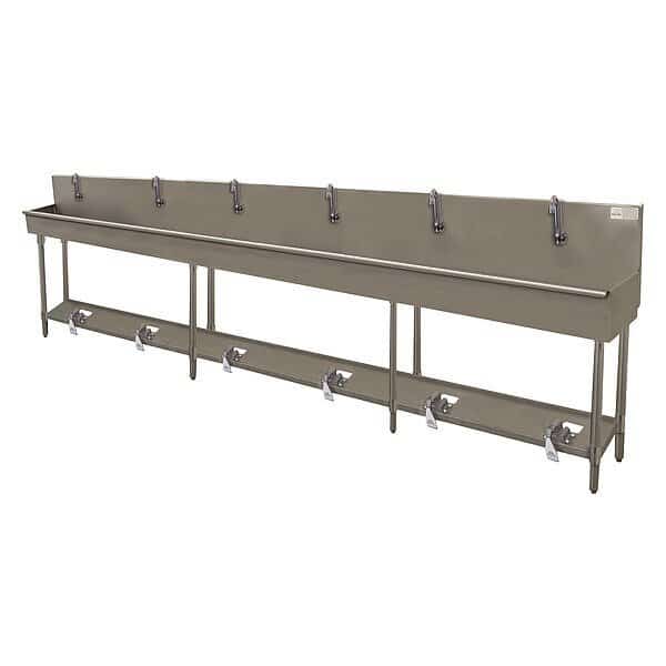Wash Sink, Hands-Free, 6 Station, Toe-Push