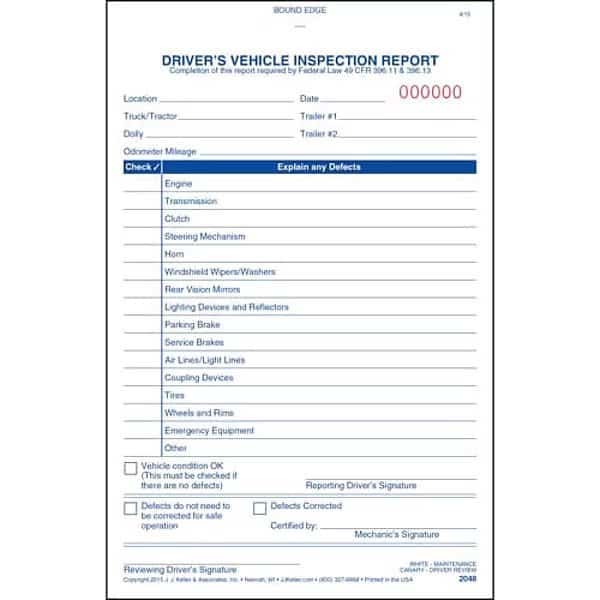 Vehicle Inspection Form, 2 Ply, Carbonless