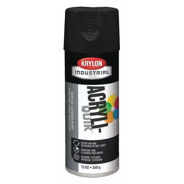 Spray Paint, Black, Semi-Flat, Solvent, 12 oz
