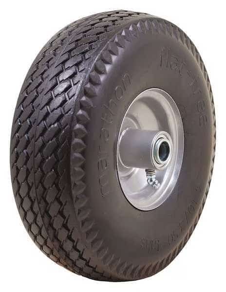 Flat Free Wheel, Polyurethane, 300 lb, Gray