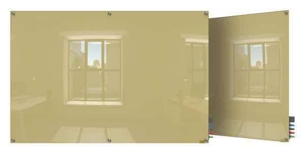 Dry Erase Board, Glass, 24 in, 36 in, No Frame Frame, Beige, Gloss