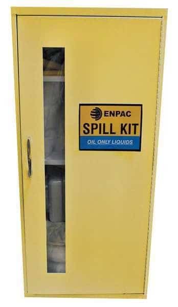 Spill Kit, 15 gal Capacity, Wall Mounted Cabinet, Yellow, 69