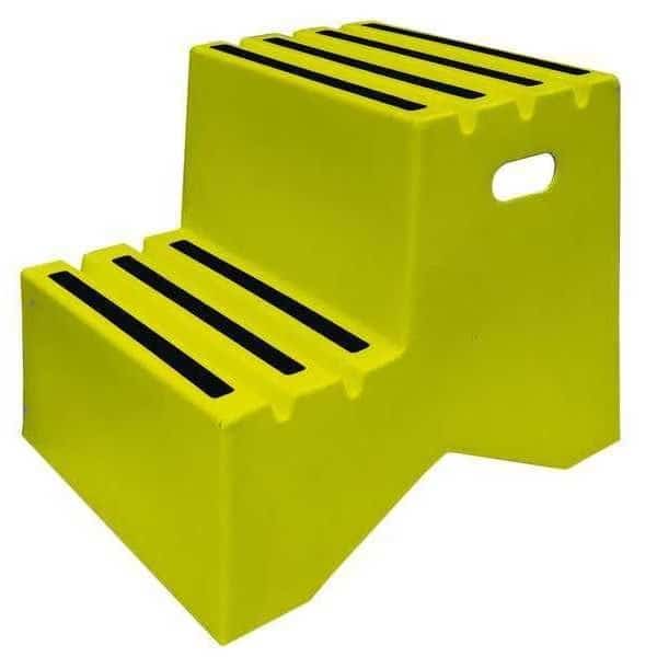 Box Step, 2 Steps, 500 lb Load Capacity, 19 1/2 in Overall Height, Plastic, Yellow