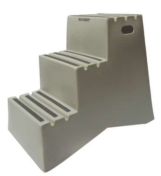 Box Step, 3 Steps, 500 lb Load Capacity, 29 1/2 in Overall Height, Plastic, Gray