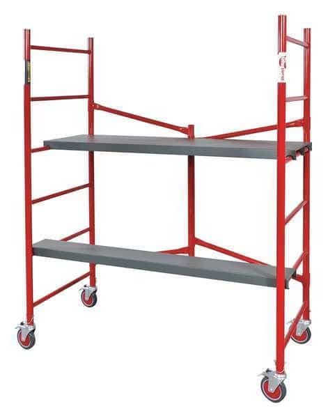 Portable Scaffold, Steel, 1,000 lb Load Capacity, Adjustable Platform Height