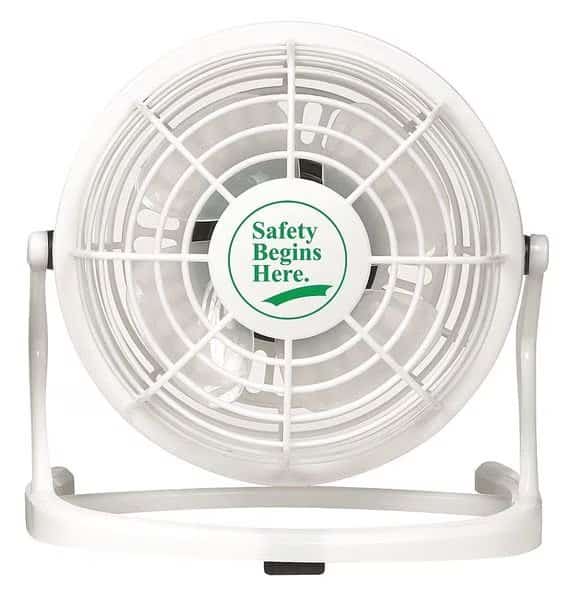 3-1/2" Blade Dia Table & Floor Fan, Non-Oscillating, 1 Speeds, 5VDC, White