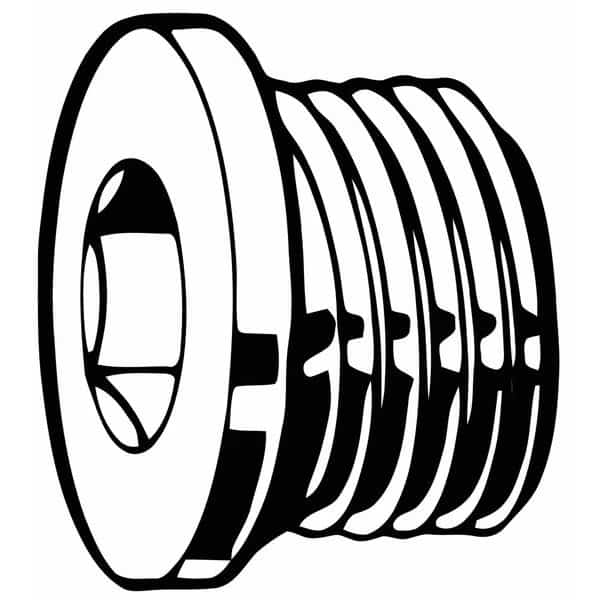 Socket Spoke Screw Plug, 24 mm Dia, Steel Plain, 10 PK