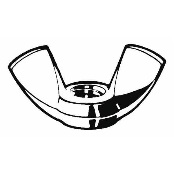 Wing Nut, #6-32, Steel, Zinc Plated, 0.47 in Ht, 0.91 in Max Wing Span, 100 PK