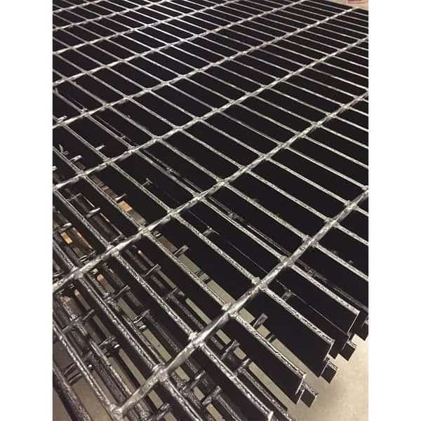 Carbon Steel Bar Grating, Smooth, 72 in L, 36 in W, 1.5 in H, Black Painted Steel Finish
