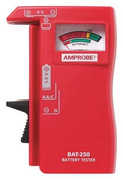 Battery Tester,Analog,1.5 to 9V, Mfr#: BAT-250, AMPROBE