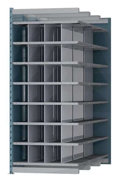 Steel Add-On Pigeonhole Bin Unit, 72 in D x 87 in H x 36 in W, 8 Shelves, Blue/Gray