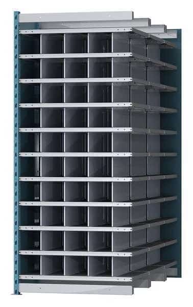 Steel Add-On Pigeonhole Bin Unit, 72 in D x 87 in H x 36 in W, 11 Shelves, Blue/Gray