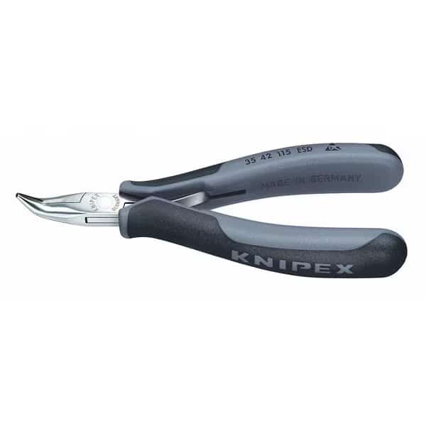 4 1/2 in Bent Round Nose Plier Multi-Component Grip Handle