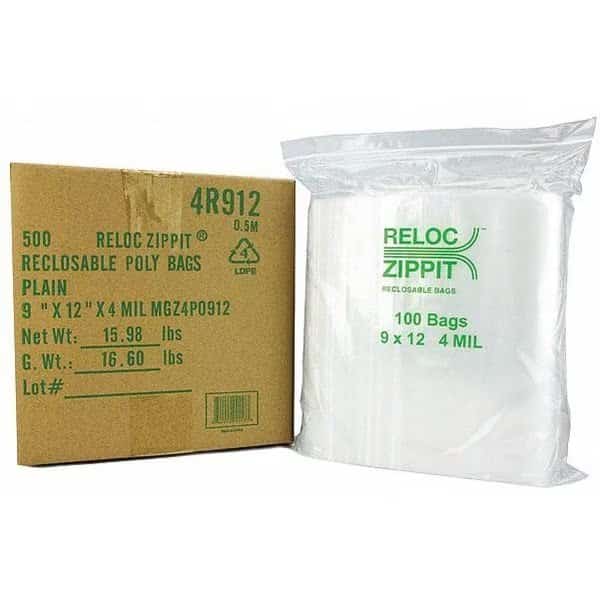 Reclosable Poly Bag,Zip Seal,PK500, Mfr#: 4R912, RELOC ZIPPIT