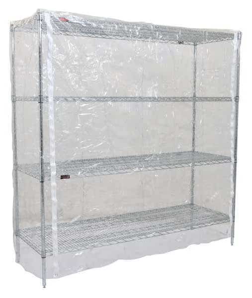 Cart Cover, 60x24x63, Clear, Vinyl, Zipper