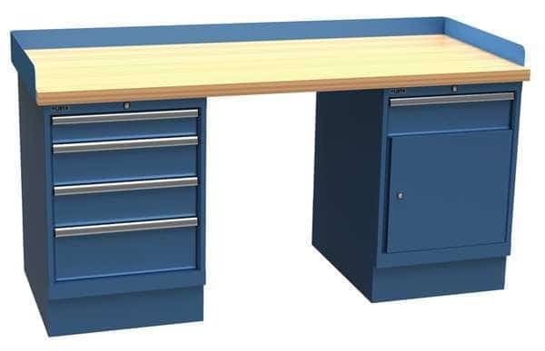 Workbenches, Butcher Block, 72" W, 35-1/4" Height, 1000 lb., Pedestal