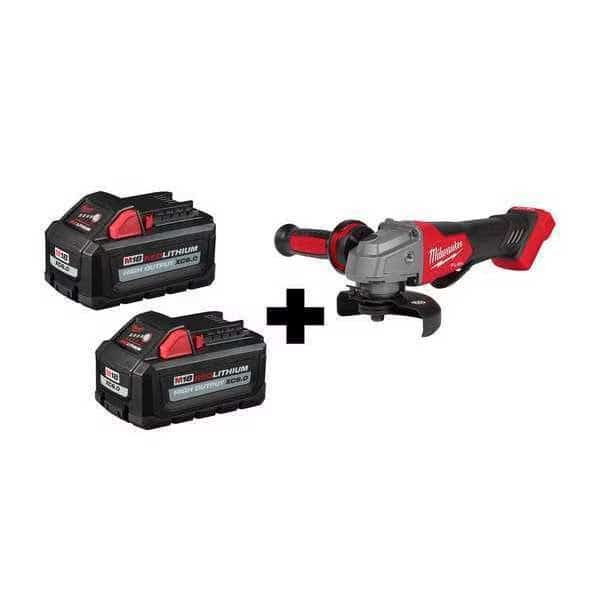 M18 FUEL 4-1/2" / 5" Braking Grinder Paddle Switch, No-Lock + M18 HIGH OUTPUT XC6.0 Batteries 2-Pack