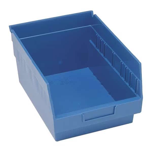 Shelf Storage Bin, Polypropylene, Blue, 6 in H, 8-3/8 in W, 11-5/8 in L, 8 PK