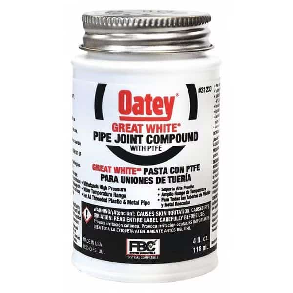 Pipe Thread Sealant 4 fl oz, Brush-Top Can, Great White Pipe Joint Compound, White, Liquid