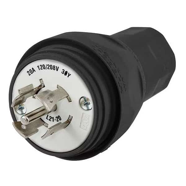 20A Watertight Locking Plug 4P 5W 120/208VAC, Hubbell, Mfr#: HBL26W81BK