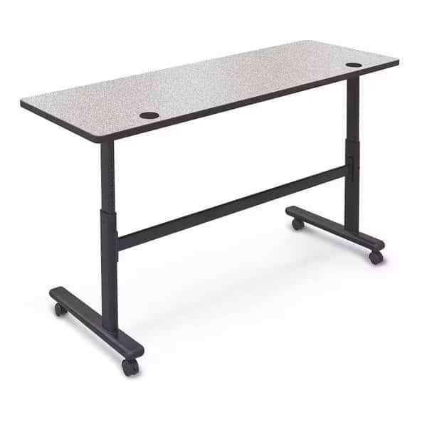Rectangle Training Table, 72" W, 72" L, 28.5" to 45" H, High Pressure Laminate Top, Gray Nebula