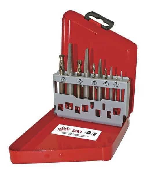 Screw Extractor Kit, Steel, Straight Flute