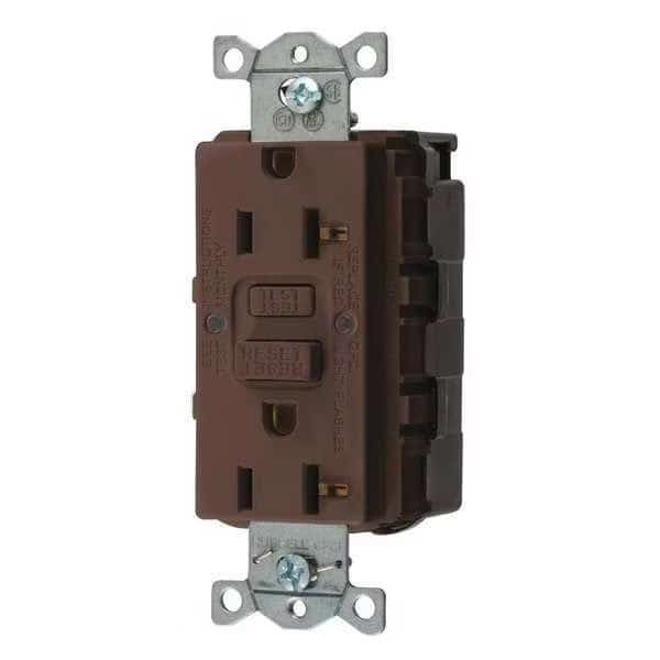 GFCI Receptacle, 20A, 125VAC, 5-20R, Brown, HUBBELL, Mfr# SNAPGF20