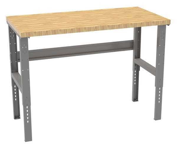 Bolted Workbench, Butcher Block, 60 in W, 35-3/8 in to 41-3/8 in Height, 3,800 lb, Straight, TENNSCO, Mfr# WBAT-1-3060W