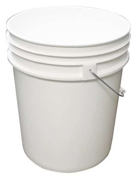 5 gal Round Bucket, White, Plastic