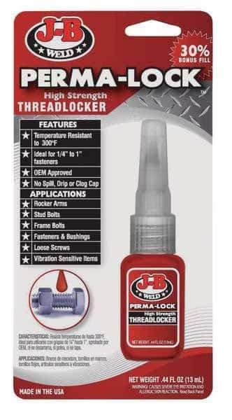 Threadlocker, J-B WELD Perma-Lock, Red, High, Liquid, 0.44 fl oz, Bottle