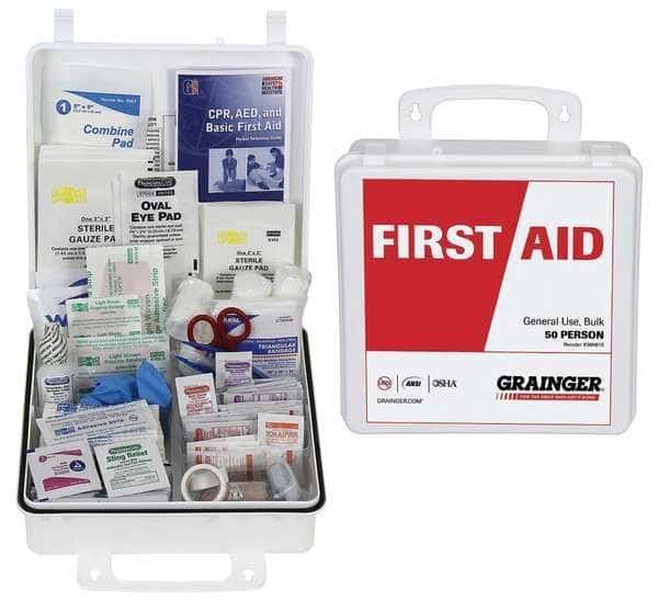 First Aid Kit and Housing, Plastic 214 Components, 50 People Served