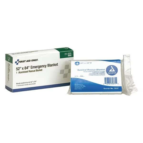 Emergency Blanket,Silver,52In x 84In, Mfr#: 21-005, FIRST AID ONLY