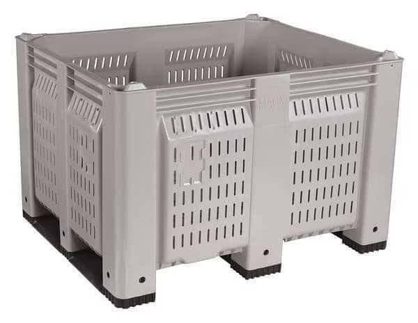 Bulk Container, 25.4 cu ft, Gray, Plastic