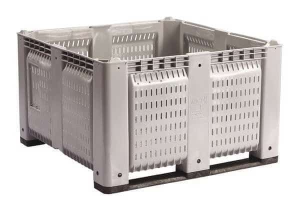 Bulk Container, 28.7 cu ft, Gray, Plastic